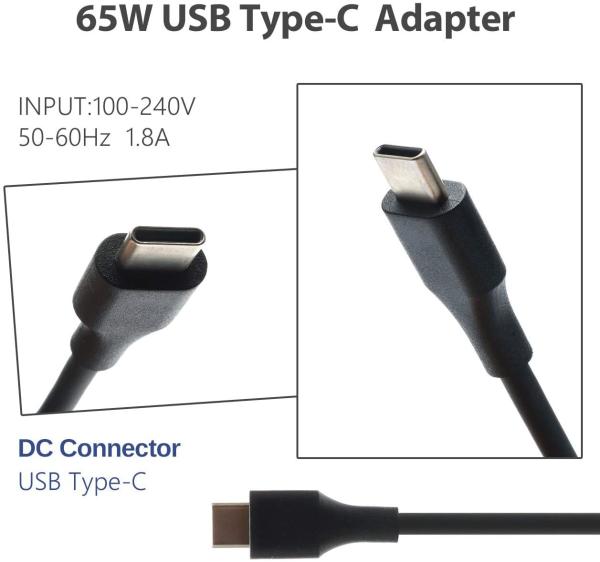 5V 9V 12V 15V 3A Laptop Power AC Adapter Lenovo 65 Watt USB C Charger