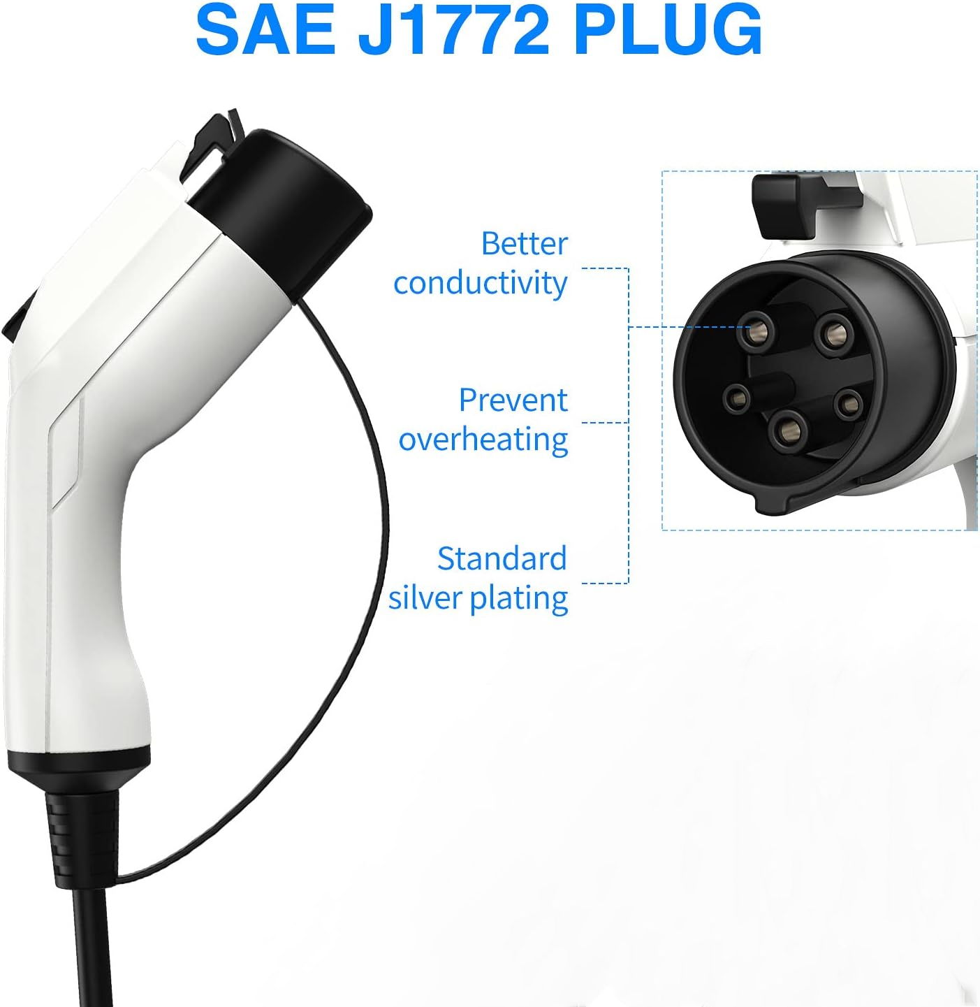 SAE J1772 EV Connector 16A 32A 40A 50A Type 1 EV Plug для стандартной зарядной станции электромобилей США EV Cable Plug