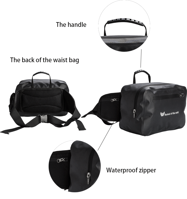 600D PU  TPU Waterproof Waist Bag for Outdoor Sports