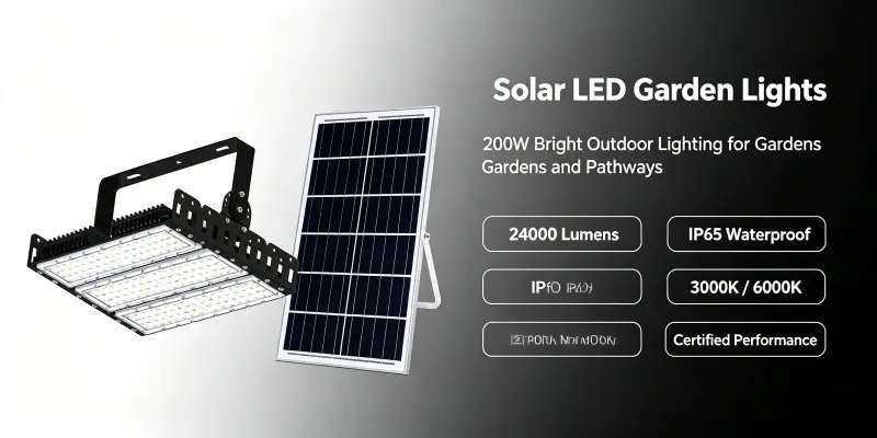 200W Split Solar Panel LED Flood Light IP65 Weatherproof Outdoor Parking Lot Stadium Modular Light