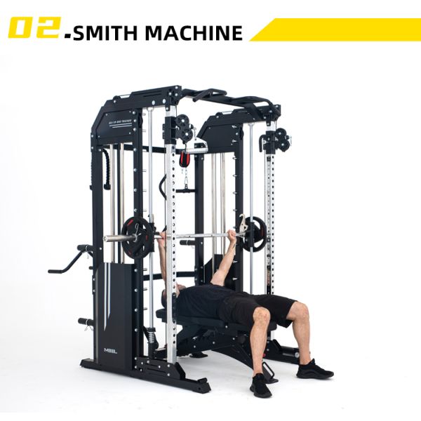 Custom Design Silver Grey Metal All in One Trainer Smith Machine for Home Workouts