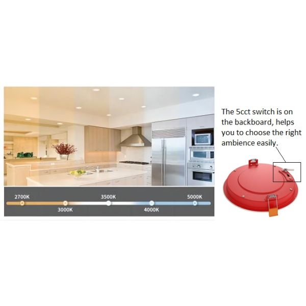 Fire Rated Dimmable LED Downlights 6inch 15w 5cct UL certified For Bathroom