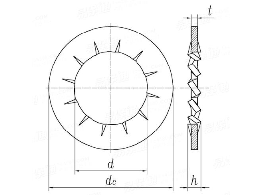DIN 6798 (J) - 1988 Serrated Lock Washer Type J With Internal Teeth Spring Steel 65Mn