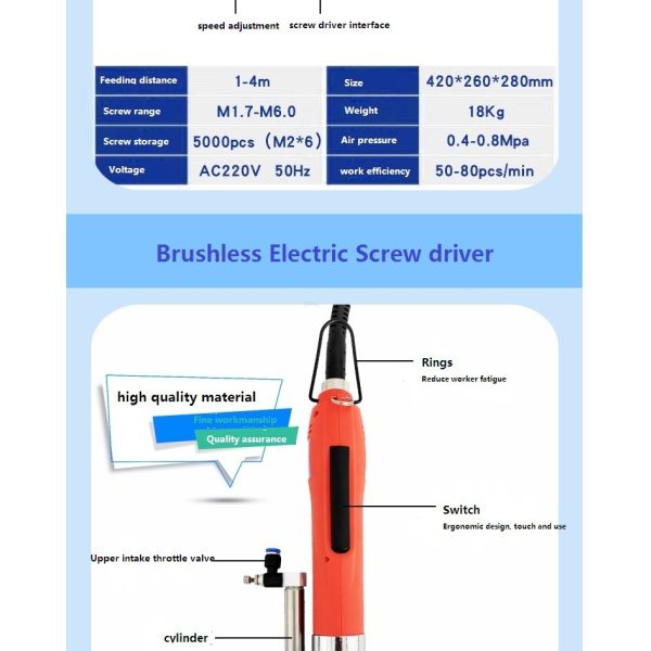 Portable Automatic Screwdriver Conveyor Screw Feeder Automatic M4 Auto Fastening Locking Machine  Screw Assembly