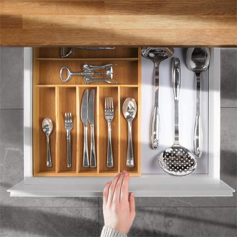 Wholesale Kitchen Knives Tray Bamboo Silverware Drawer Dividers Drawer Organizer Bamboo for Household Tableware