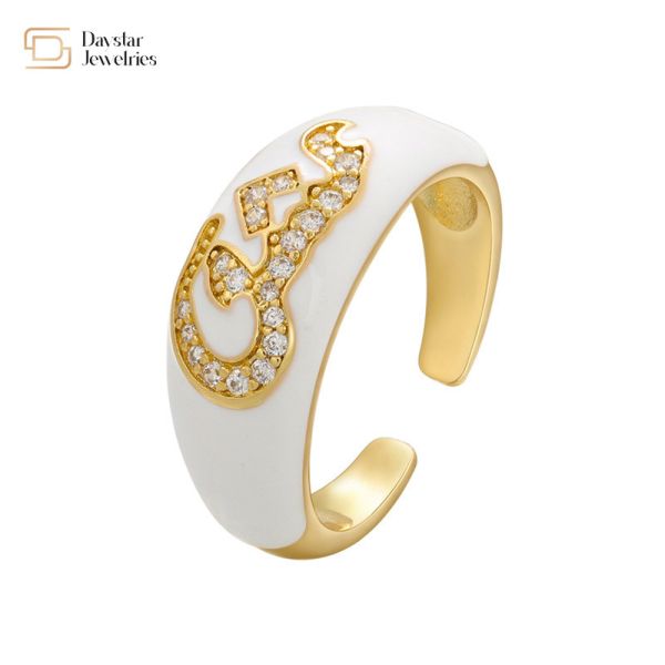 Кольца эмали изготовленного на заказ имени циркона колец письма диаманта коренастого красочные