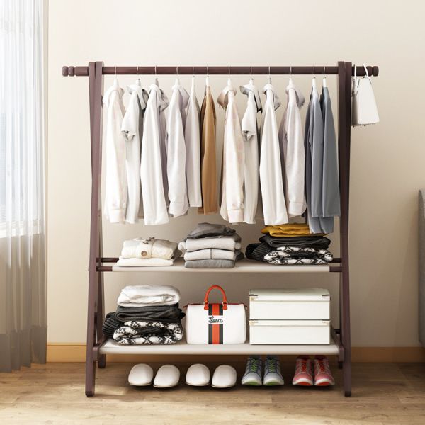 FSC Wood Coat Rack Hanger Stand And Shelf Stand Alone