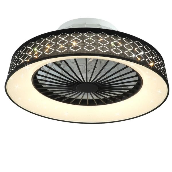 Kitchen Bedroom Living Room Timing Invisible Blades 57cm Dimmable fabric LED Ceiling Fan with Light(WH-CLL-72) ﻿