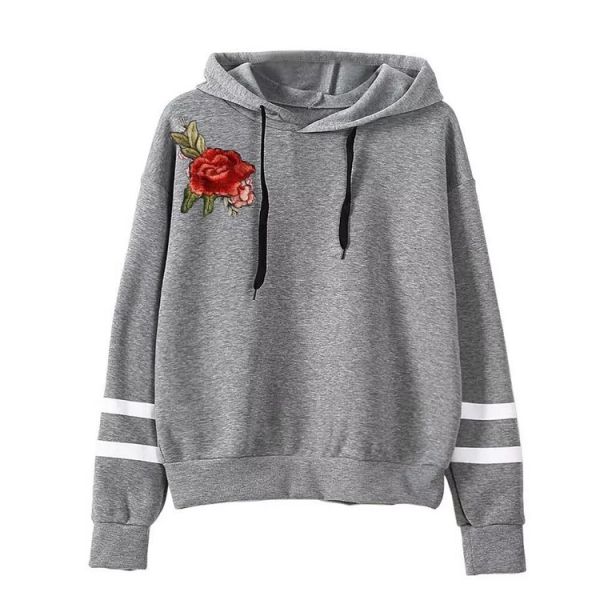 Fashion Plain Pullover Sweater Hoodies V Neck Ladies Sweater Hoodie
