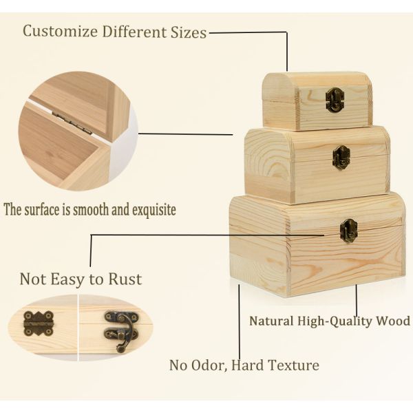 Custom Wooden Crate Gift Boxes with Sliding Lid and Stamping Printing Handling