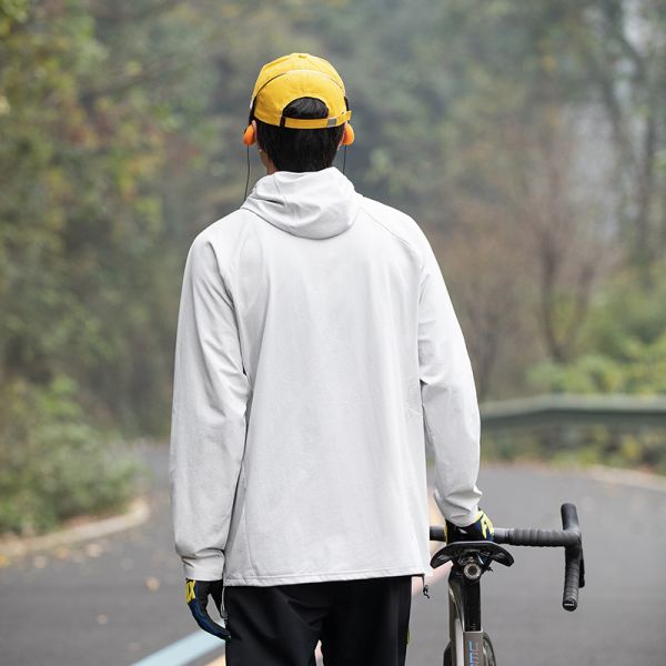 Quick Dry Anti-UV Antibacterial Hooded Pullover, Forest Style Outdoor Long Sleeve Cycling Shirt For