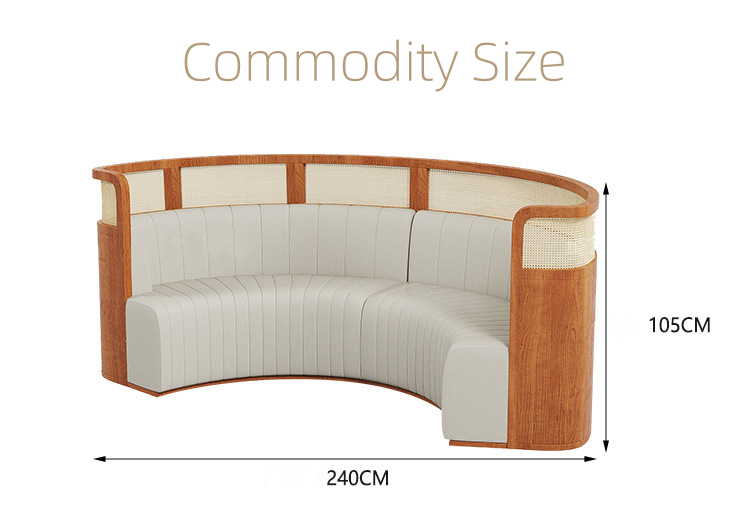 Sectional Sofa C Shape Booth Seating Restaurant Wood Leather Half Circle Circular Round Restaurant Booth Seating