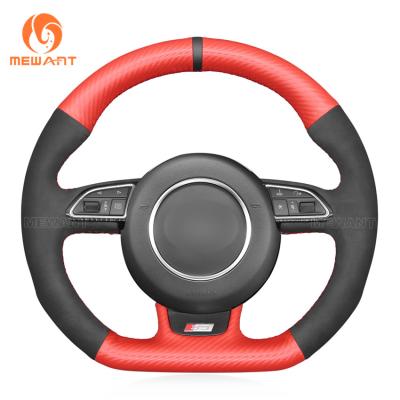 Upgrade Your Audi A5 A7 RS5 RS7 with Red Carbon Fiber Soft Suede Steering Wheel Cover
