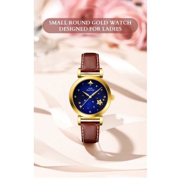 Дизайн золотых часов элегантного кварцевого дозора из нержавеющей стали 2022 года небольшой круглый для дамы