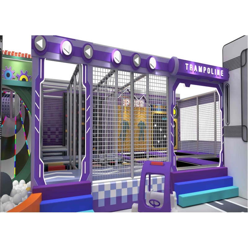 Macaron Indoor Trampoline Playground All In One Soft Play Family Entertainment Center for Villa