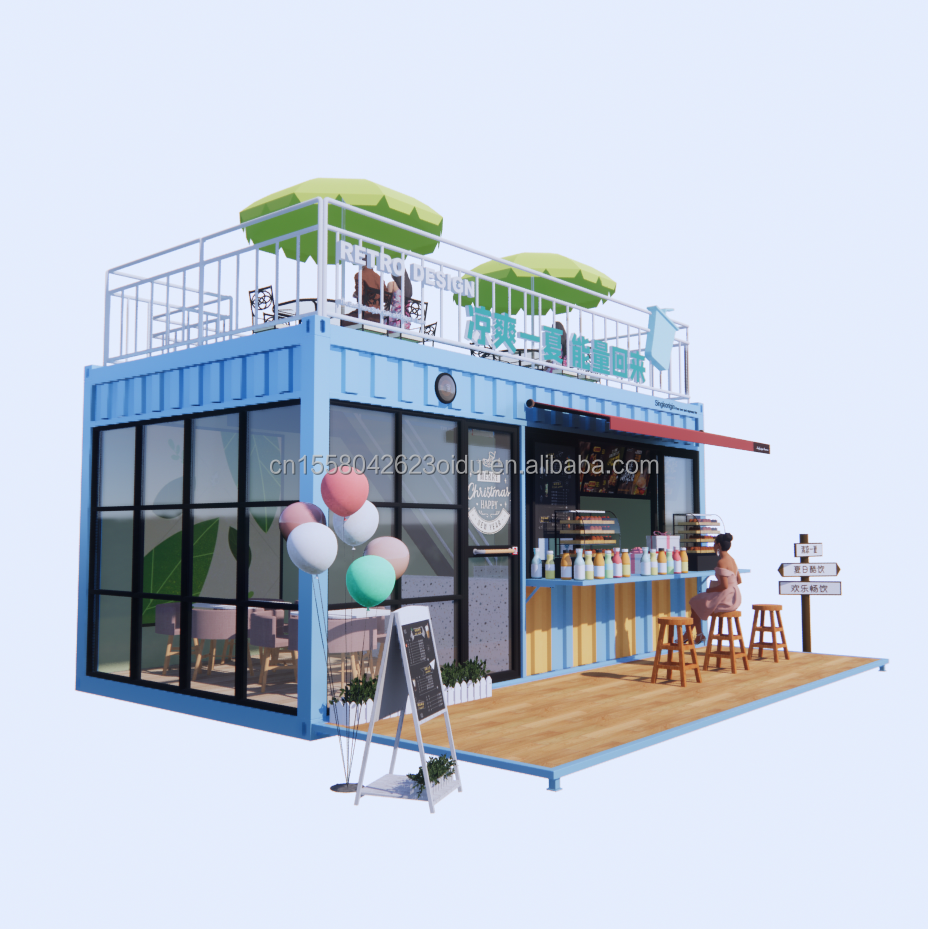 Hotel de diseño moderno 20 pies o 40 pies Contenedor prefabricado Cafetería y bar para hotel