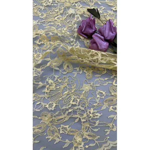 Yellow Durable and Elegant Embroidery Luxary Flower Embroidery Fabric Lace Fabric Wedding Birthday Occasions