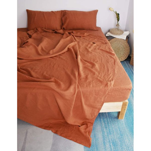 Create a Cozy Bedroom with Our All-Season 100% French Linen Sheet Set Stone Washed