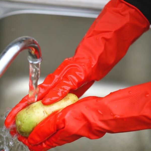 Non Slip Reusable Kitchen Rubber Gloves Textured Palm And Fingers