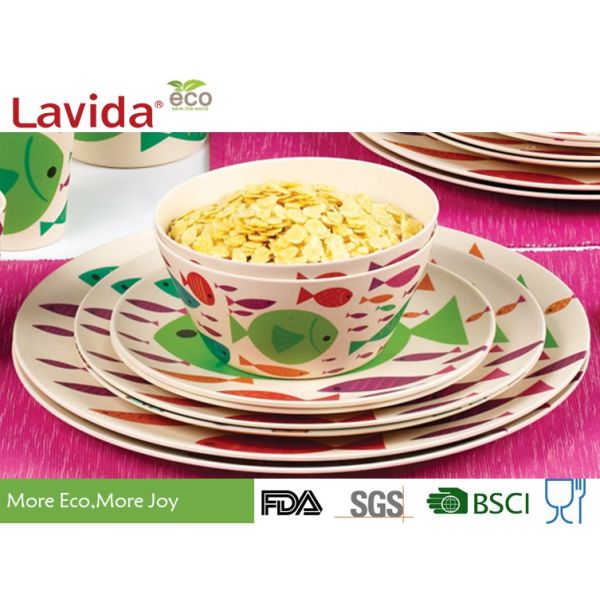 Fresh Ocean Cartoon Fishes Bamboo Dinnerware Dishwasher Safe Tasteless Heavy Metal Free