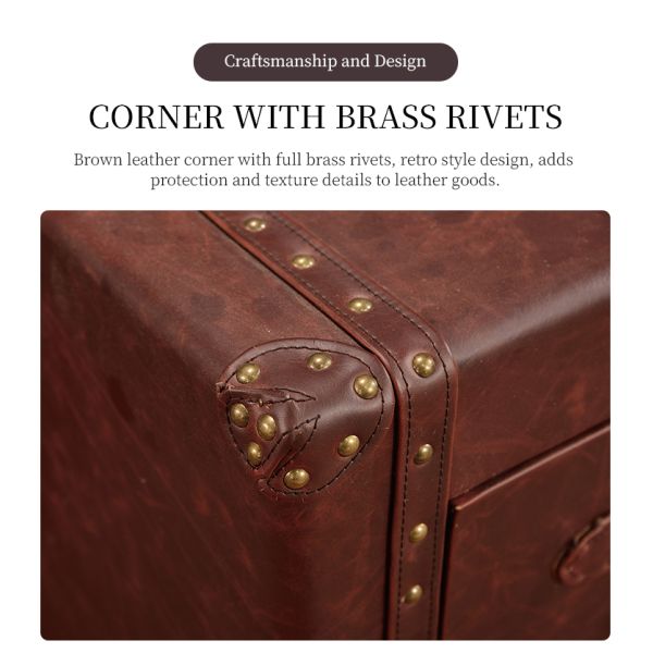 Nidea #8502 Vintage Leather Trunk Cabinet-Handmade Durable Multifunction  Lounge Pub Club Studio Furniture