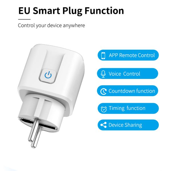 Bulk ROHS EU WiFi Smart Wiring Devices Plug With Energy Monitoring