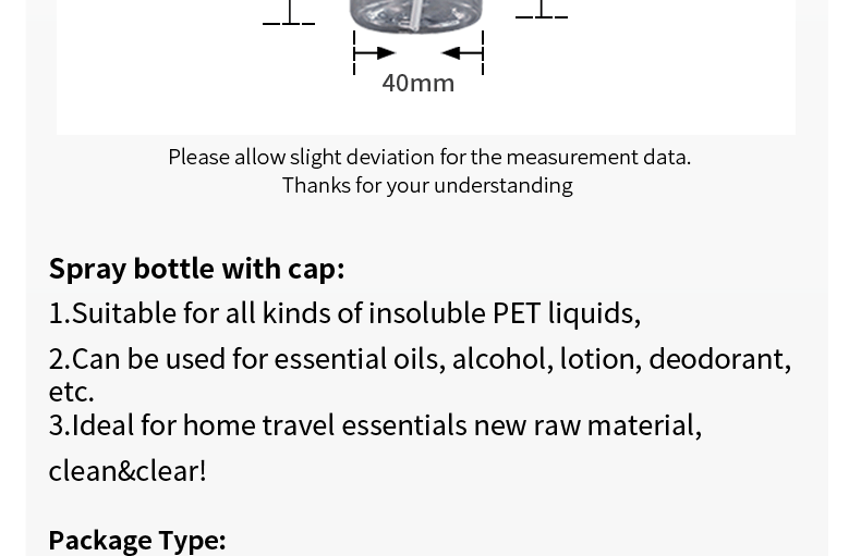 Transparent 18mm 100ML PET Spray Bottle With Nozzle 13g