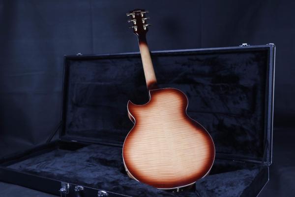 Top Quality Stock Full Hollow Body 41'' Electric Guitar Small Gold Hardware Black Color