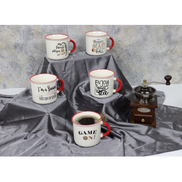 Ceramic/Porcelain Tea/Coffee Mug with Handle retro style 320cc customized design available