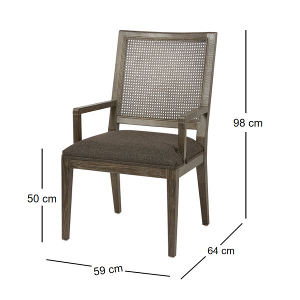 Solid Wood Cane Back Upholstered Dining Armchair CYC-051