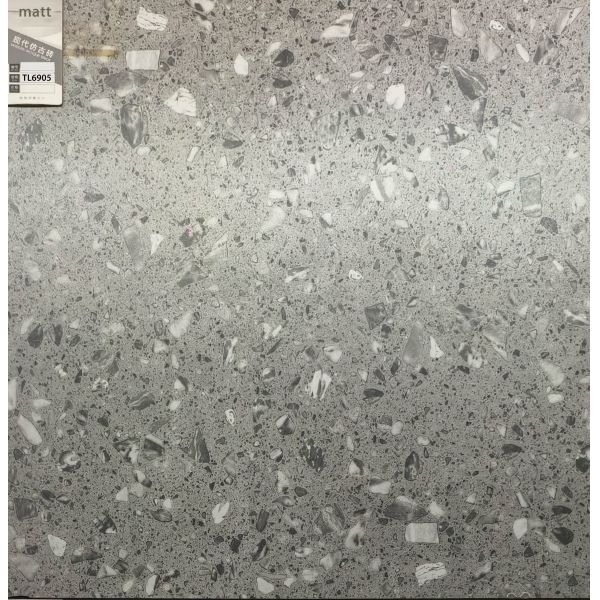 Grade AAA Gray 600x600mm Terrazzo Ceramic Inside Floor Tiles For Dining Room and Bedroom