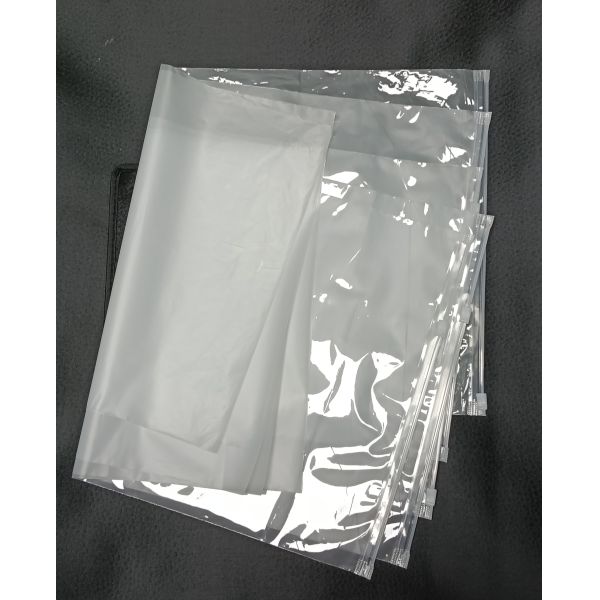 Dual Material Clear PE and Frosted CPE Construction Secure Seal CPE Zipper Bag for Storage