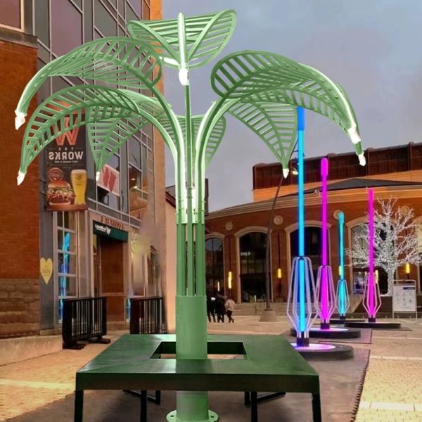 Stainless Steel & Acrylic Waterproof Customized Shape Landscape Sculpture Palm Tree Motif Holiday Home Decor
