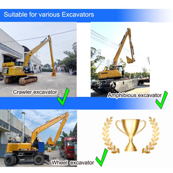 Long Reach Excavator Long Arm For Digging Long Reach Cleaning River Silt For CAT HITACHI KOMATSU