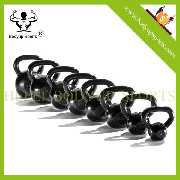 Black Painting Cast Iron Kettlebell , Exercise Equipment Kettlebells For Man And Woman