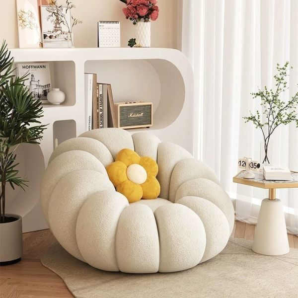 Modern Comfortable Bean Bag Sofa Chair Popular Pumpkin Single Sofa for Small Apartment for Balcony & Bedroom Use