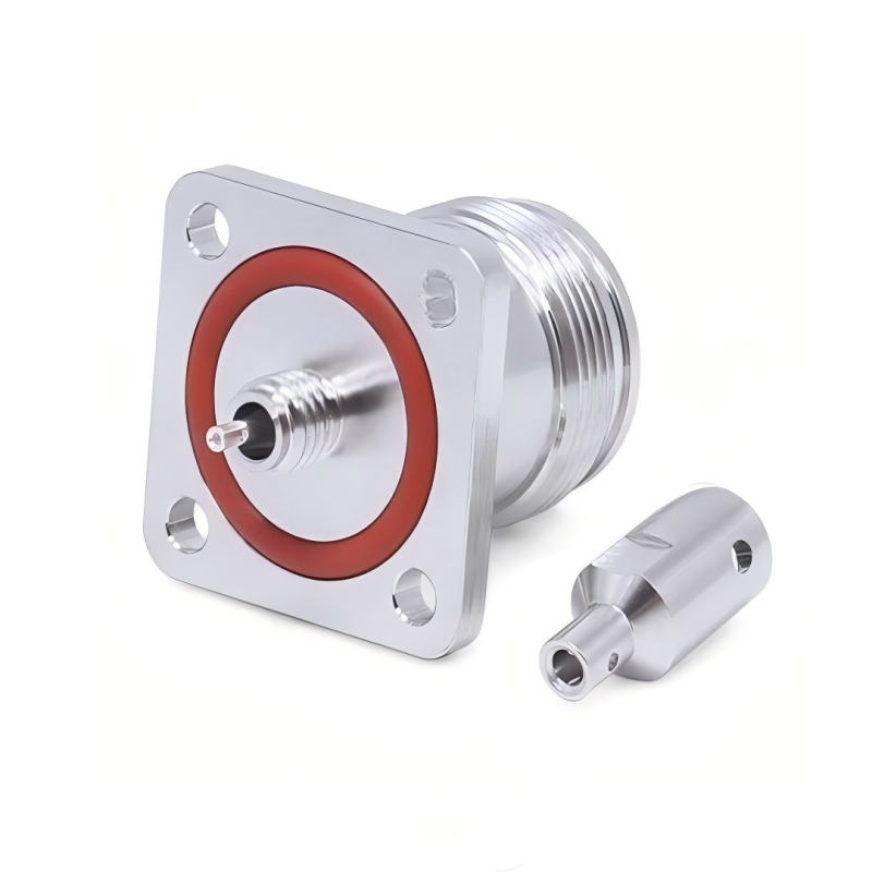 Female 4.3-10 RF Flange Connector with Gold-Plated Brass for DC-6GHz Signal Transmission