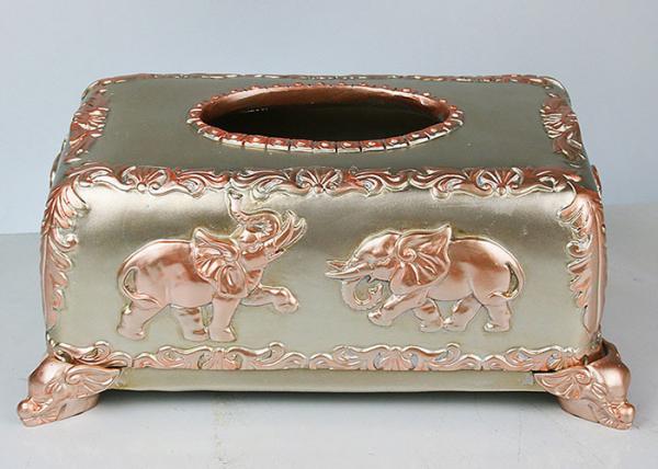 Custom Pattern Resin Decoration Crafts , 260*160*130mm Household Napkin Box