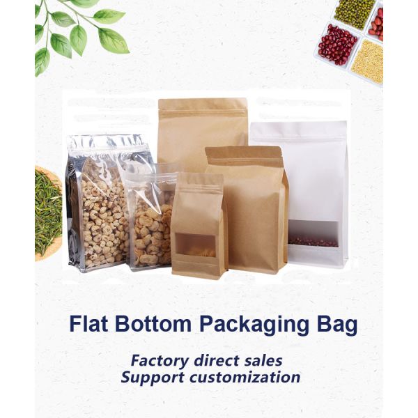 250g Flat Bottom Bags Plastic Food Packaging Heat Seal Transparent Zipper Bags