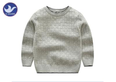 Bamboo Joint Boys Knit Pullover Sweater Round Neck Grey Color Customized Size