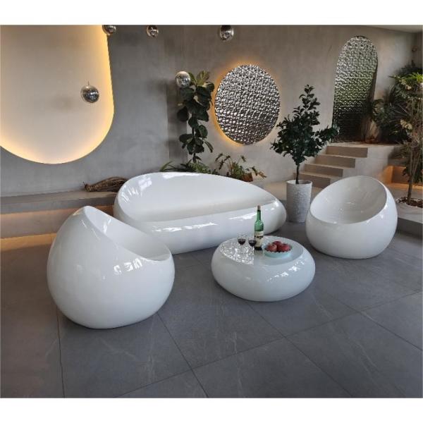 White Color Fiberglass Table Chair Sets 4pcs Furniture Full Set Sofa Chairs