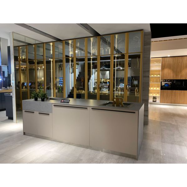 Golden Color Aluminium Frame Modern Italian Design Kitchen Cabinet with Eco-Friendly Material