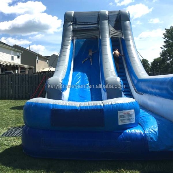 Blue PVC Inflatable Commercial Water Slide with Pool and Exciting Design