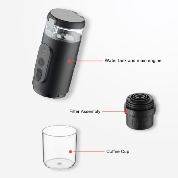 Máquina de café portátil de acero inoxidable USB para el hogar