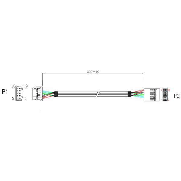 Чернота Pin сборки кабеля 2×5 проводки провода длины HSG 100mm к PHD-2×5P
