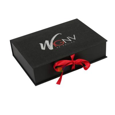 Custom Hair Extension Packaging Box Glitter Paper Portable With Satin Lining