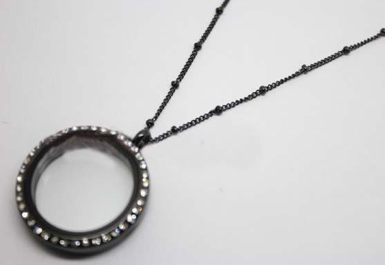 Tagor Jewellery Stainless Steel Glass Floating Locket Chain GLC008-Ball Station Chain