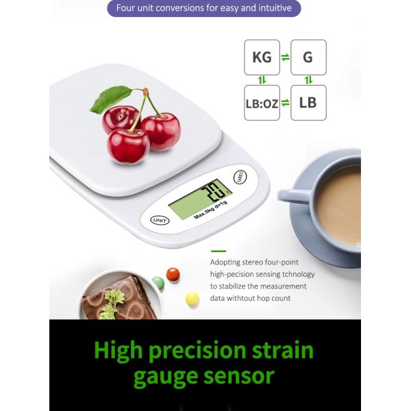 Portable Ultra Slim 5KG Accurate Kitchen Weighing Scales