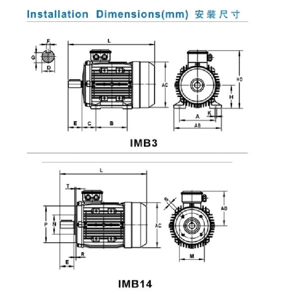 AC Electric 3 Phase Induction Motor FUJIAN MINDONG Motor 400V 50HZ Stainless Shaft