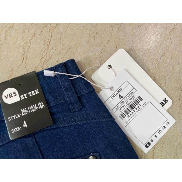 4 Buttons Ladies High Waisted Skinny Jeans Dark Blue 85% Cotton 13% Polyester